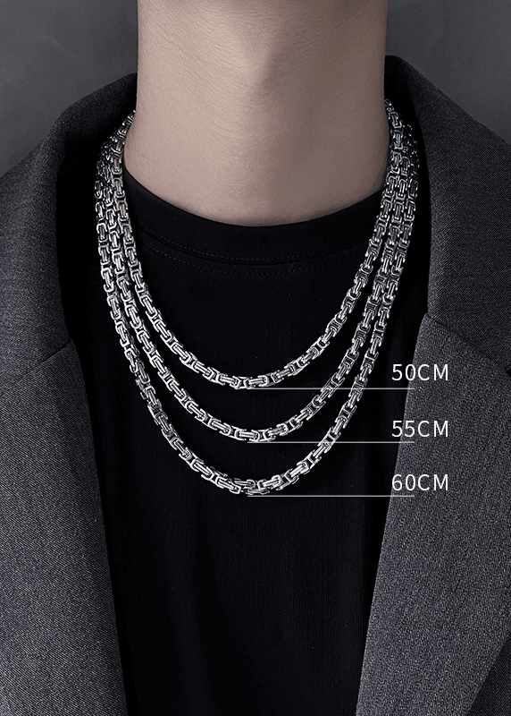 Stainless Steel Box Link Punk Necklace - Rick Circus