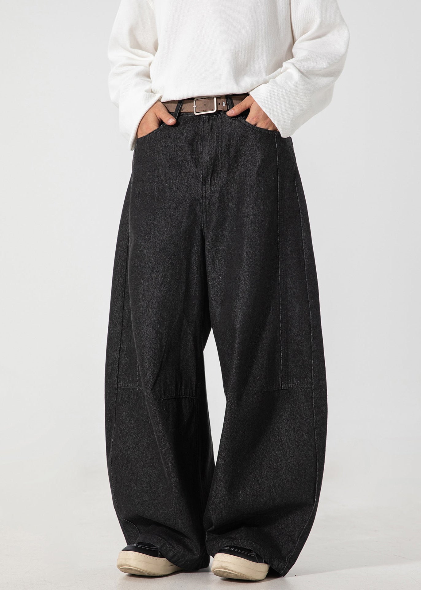 Structured Spliced Wide - Leg Jeans - Rick Circus