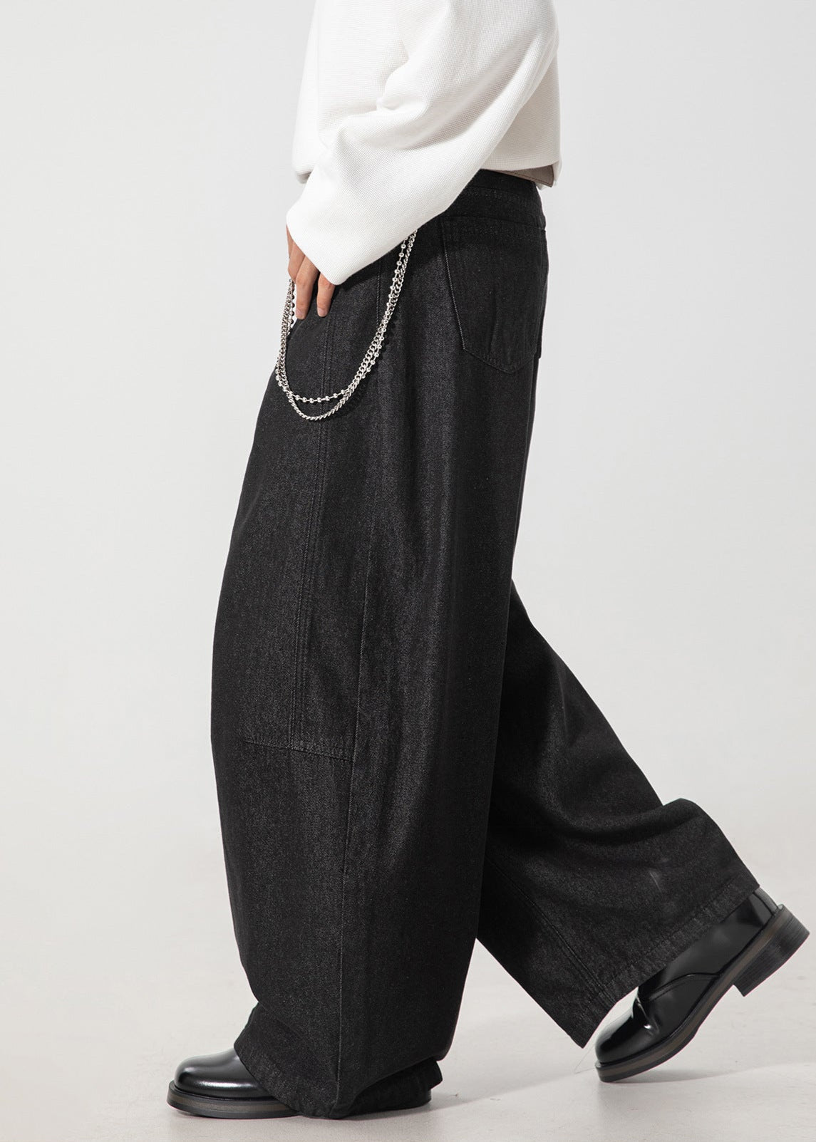 Structured Spliced Wide - Leg Jeans - Rick Circus
