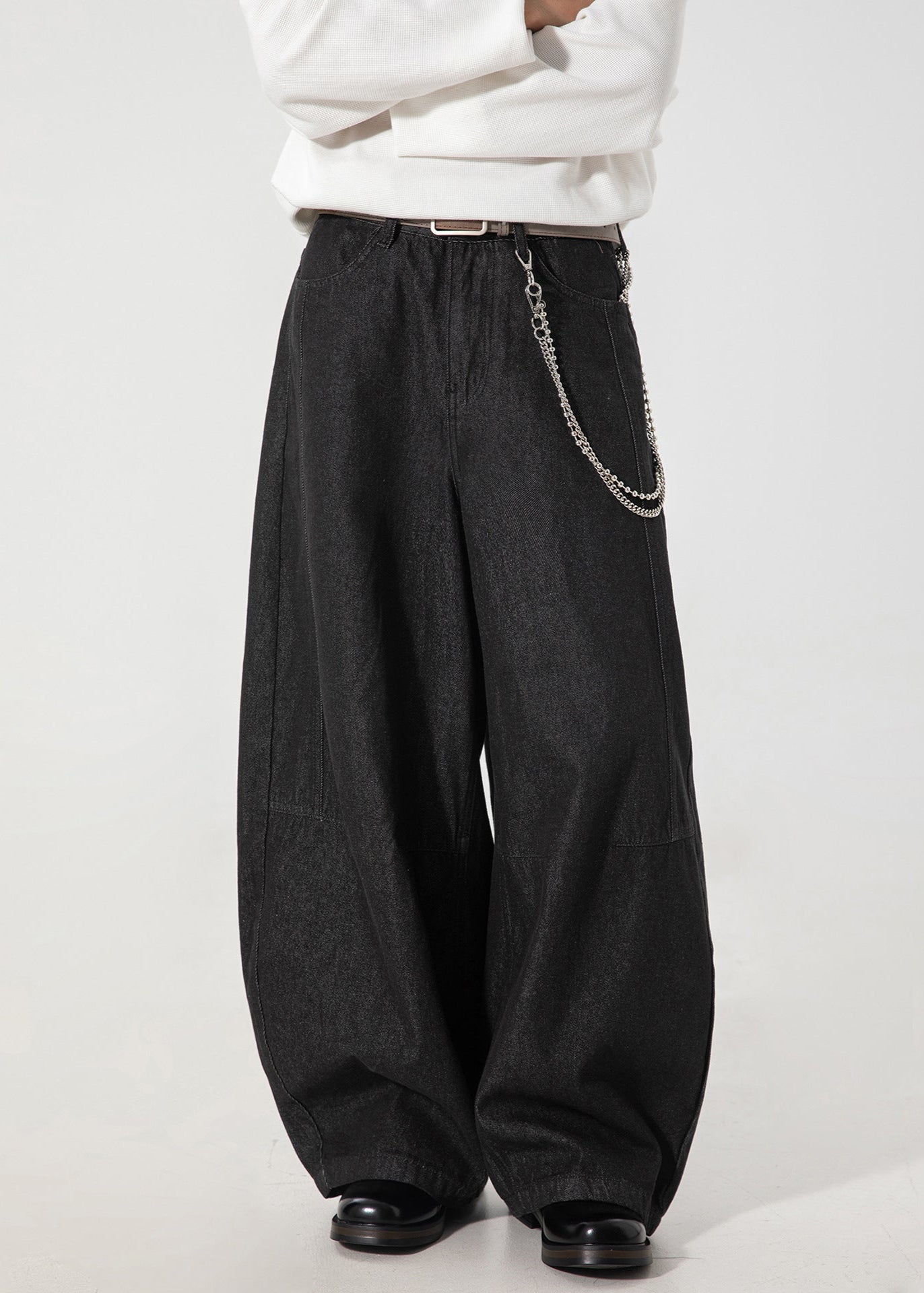 Structured Spliced Wide - Leg Jeans - Rick Circus
