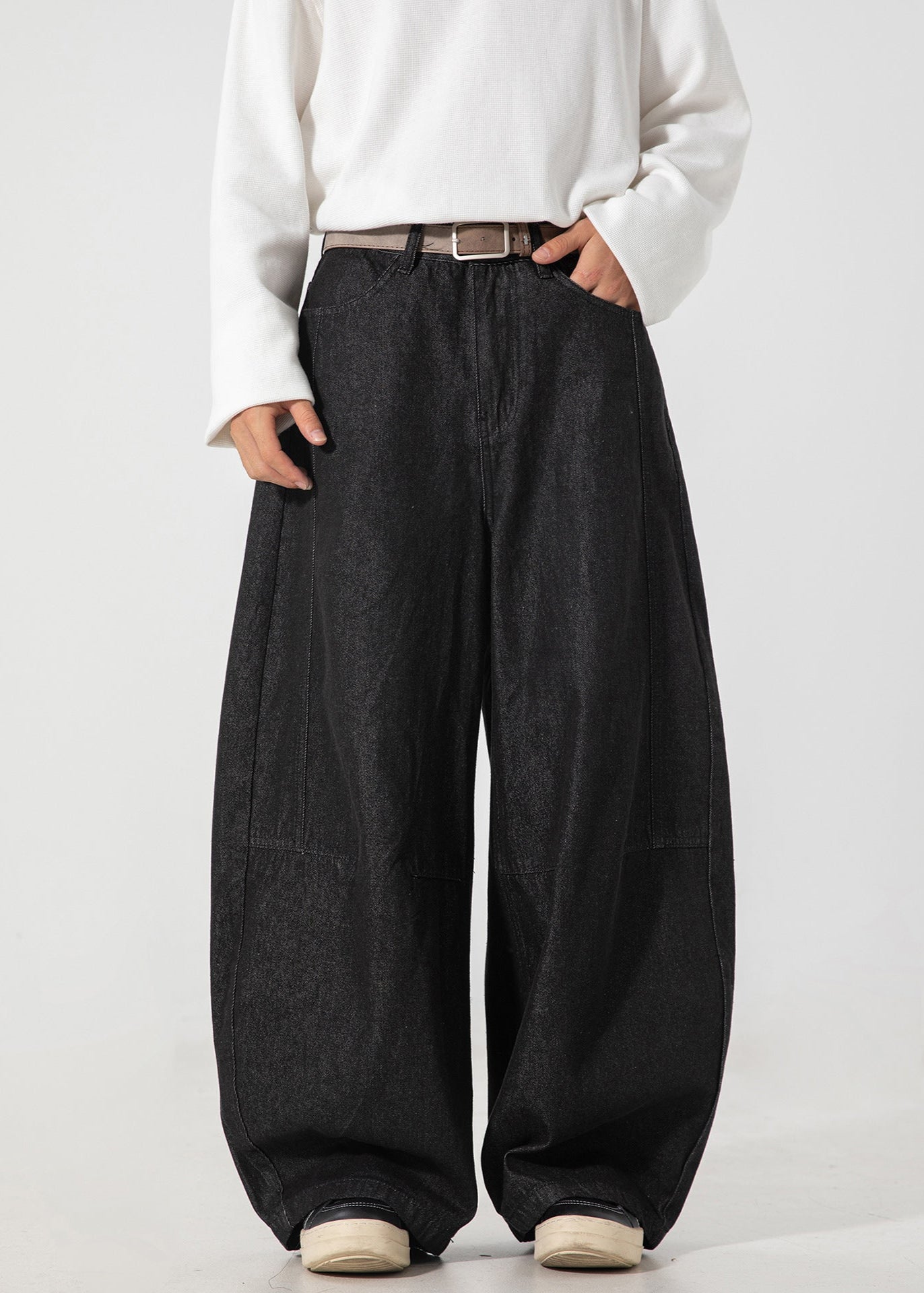 Structured Spliced Wide - Leg Jeans - Rick Circus