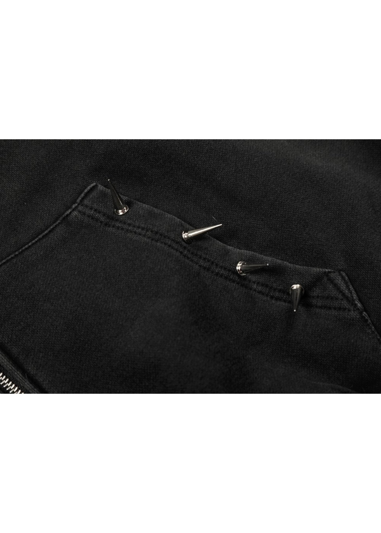 Studded Techwear Zip Hoodie - Rick Circus