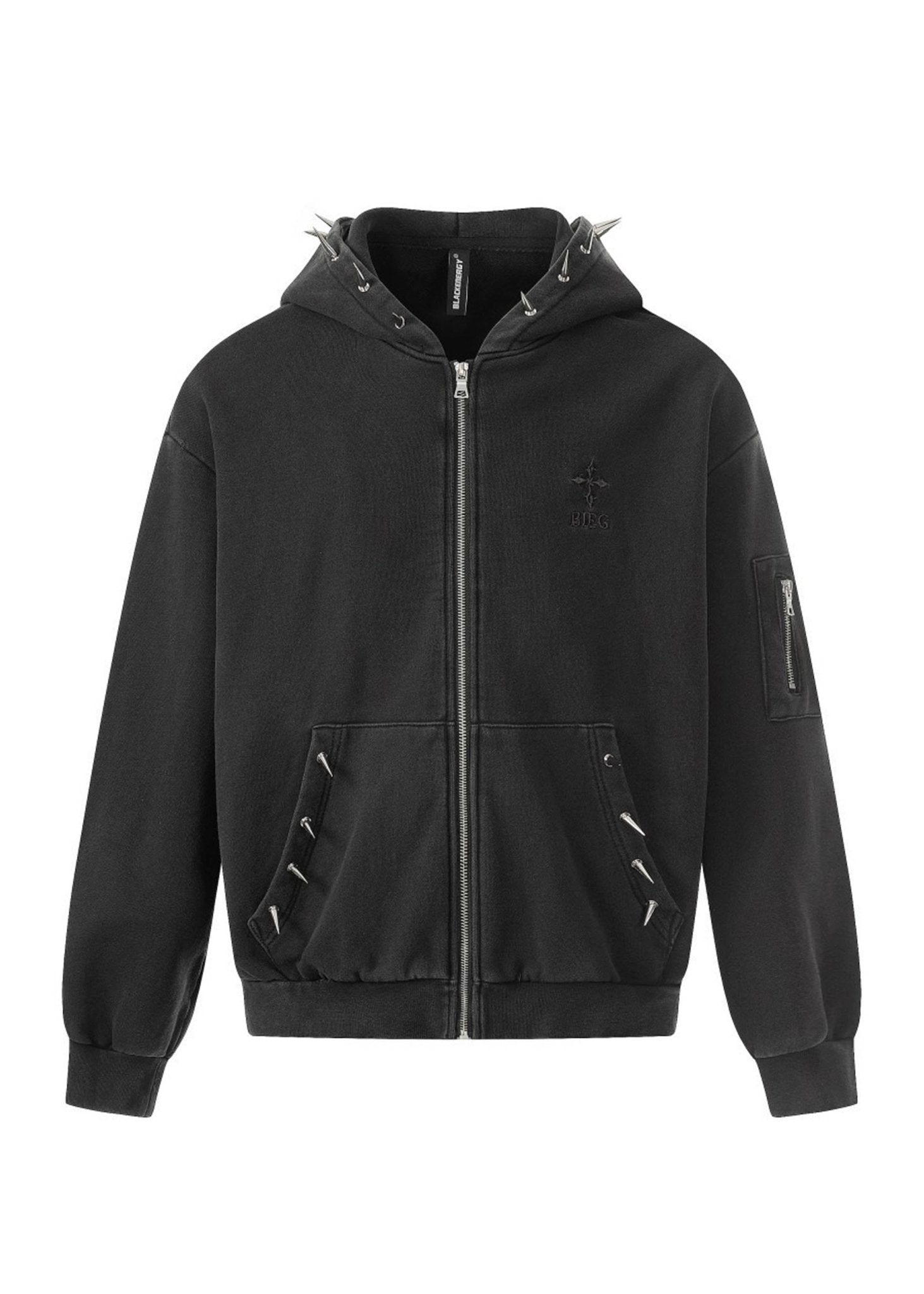 Studded Techwear Zip Hoodie - Rick Circus