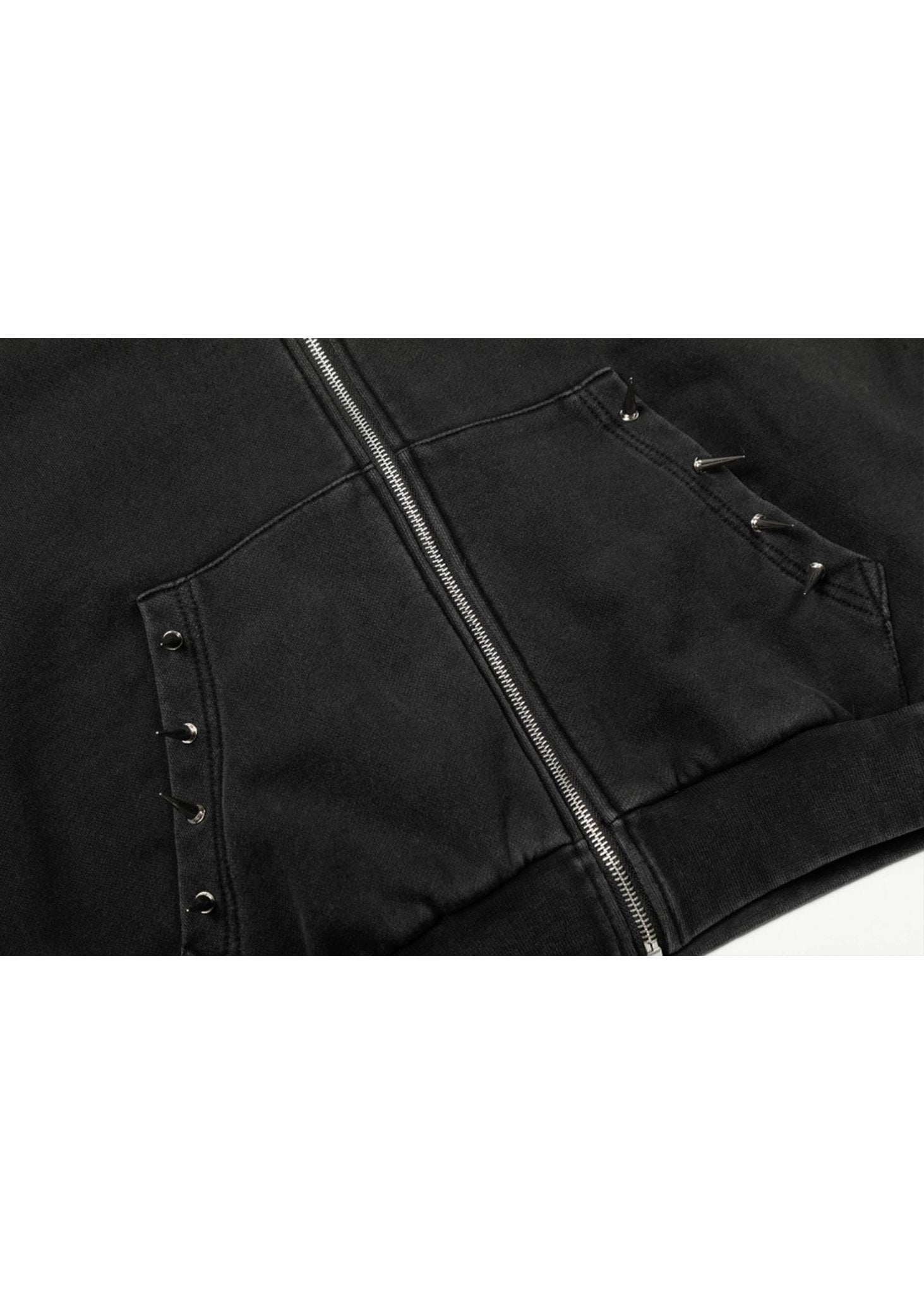 Studded Techwear Zip Hoodie - Rick Circus
