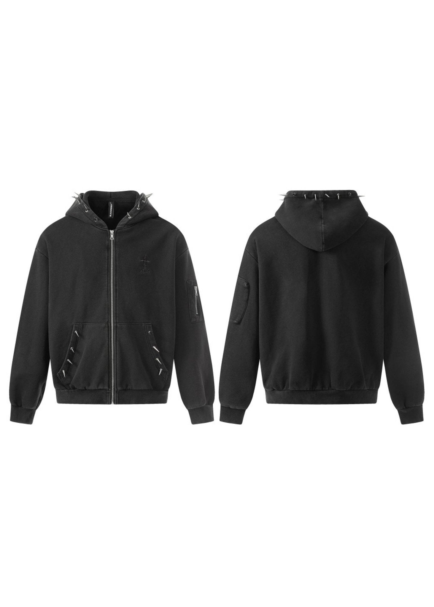 Studded Techwear Zip Hoodie - Rick Circus