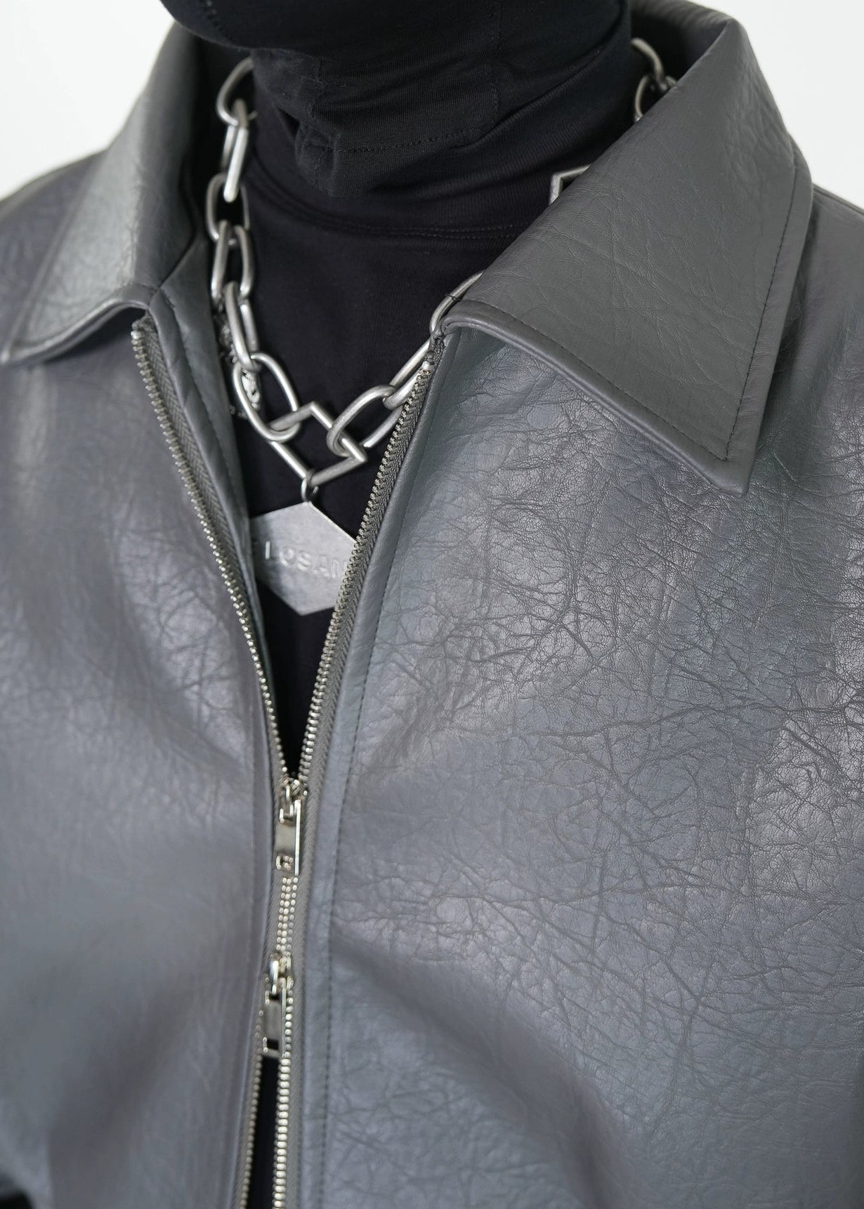 Textured PU Bomber Jacket - Rick Circus