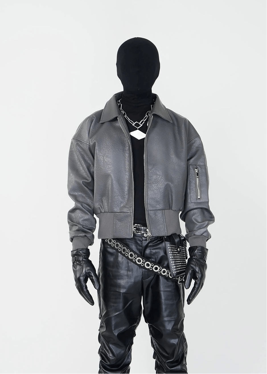 Textured PU Bomber Jacket - Rick Circus