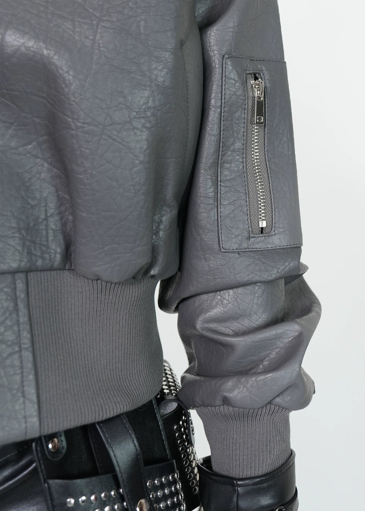 Textured PU Bomber Jacket - Rick Circus