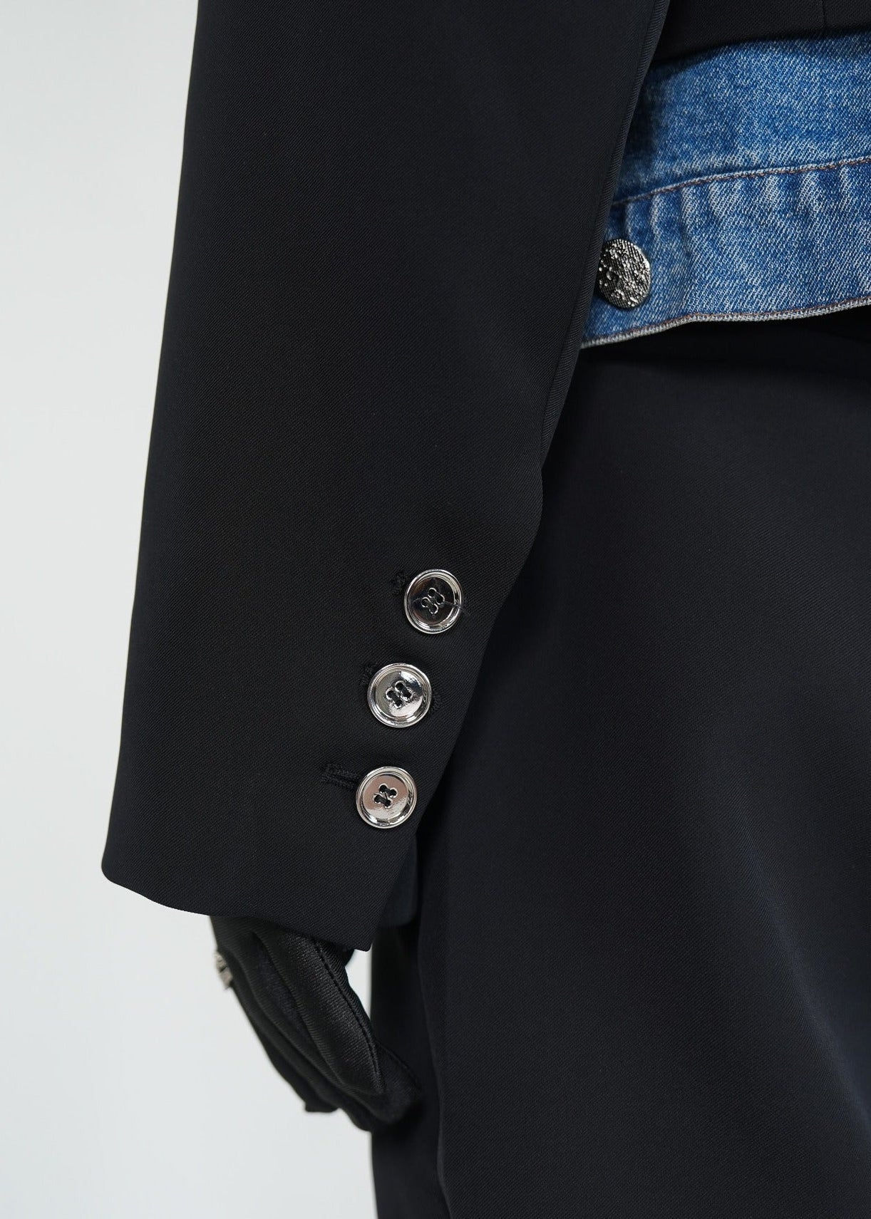 Two - in - One Denim Spliced Blazer - Rick Circus