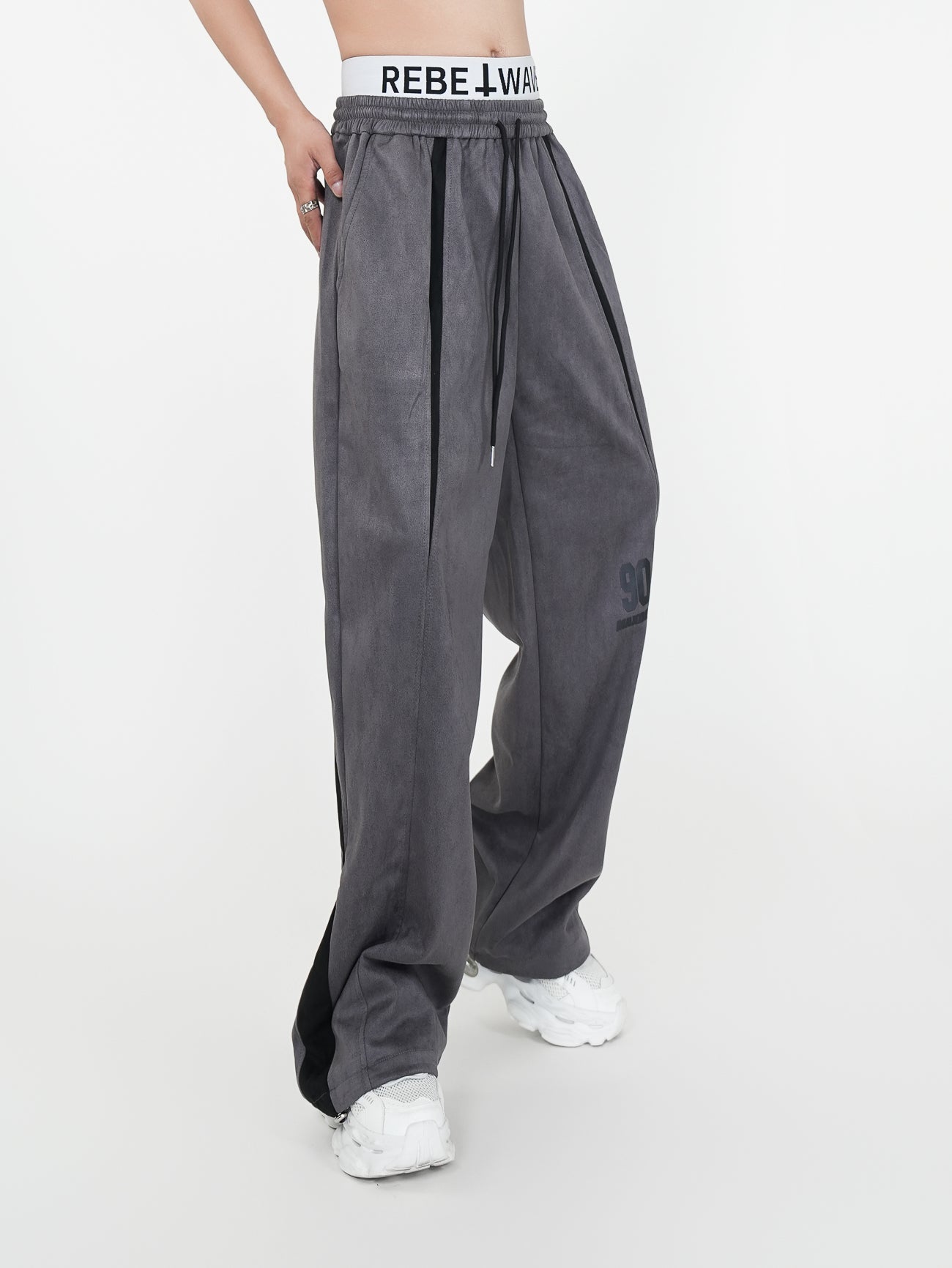 Two - Tone Suede Wide - Leg Track Pants - Rick Circus