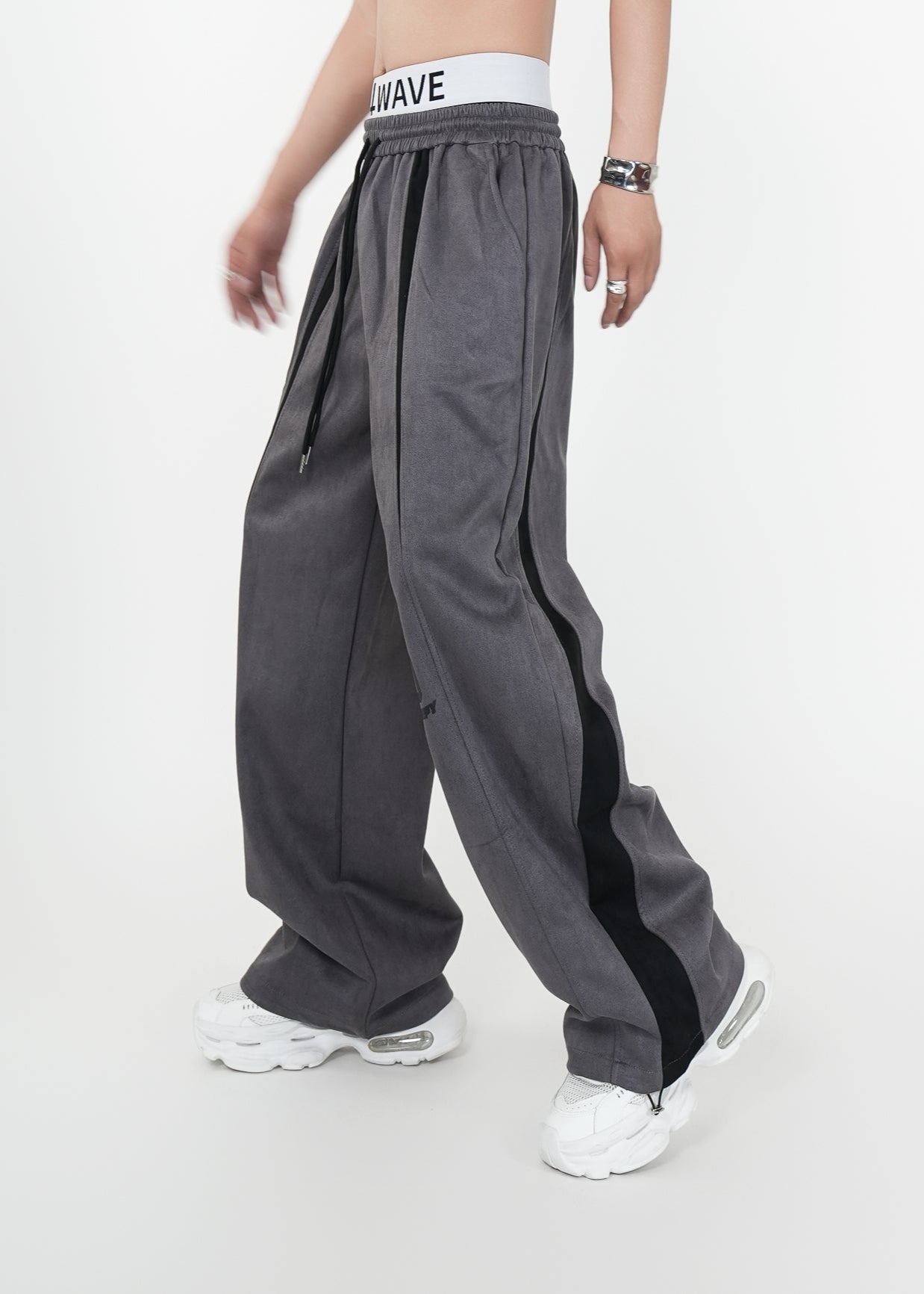 Two - Tone Suede Wide - Leg Track Pants - Rick Circus