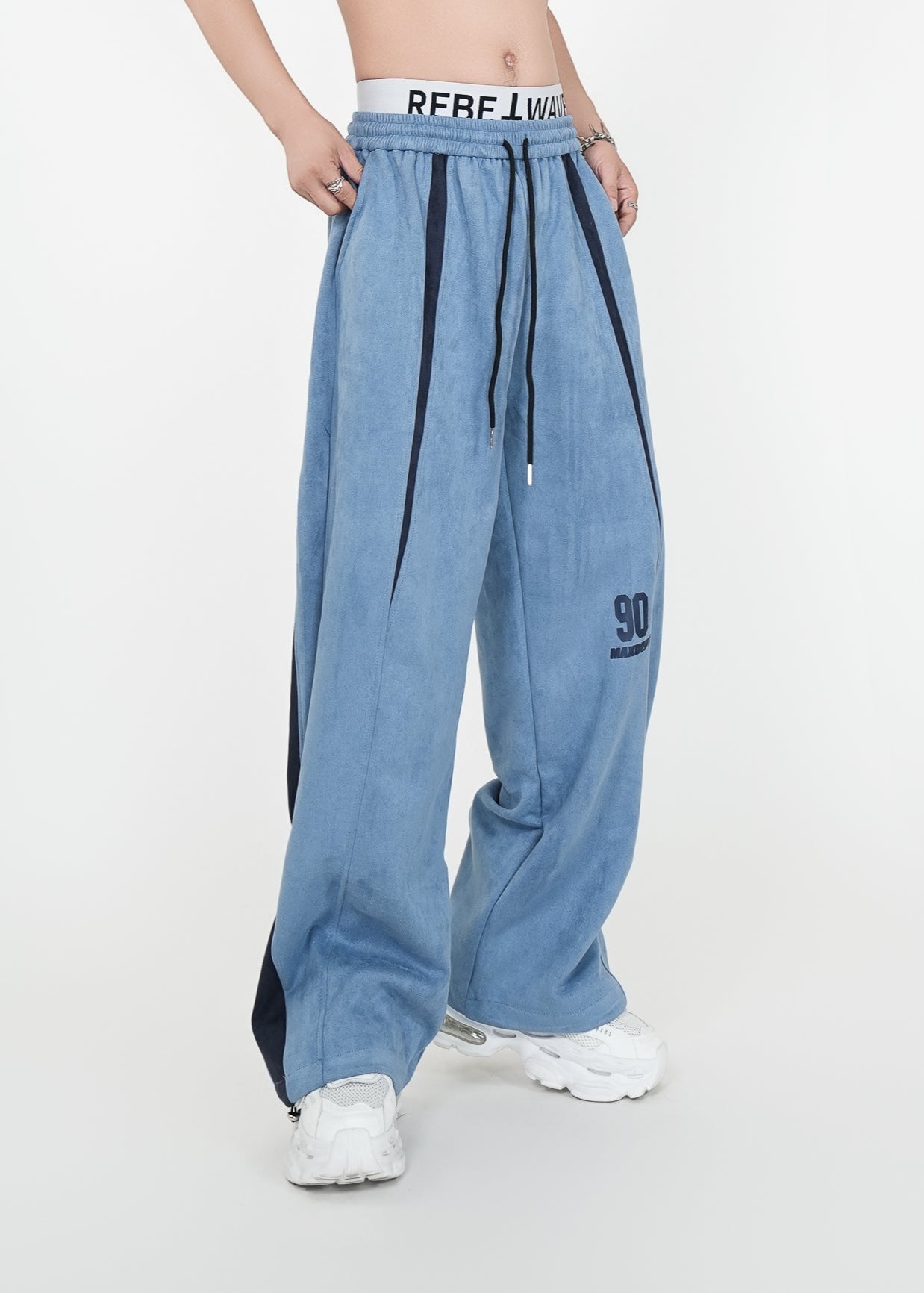 Two - Tone Suede Wide - Leg Track Pants - Rick Circus