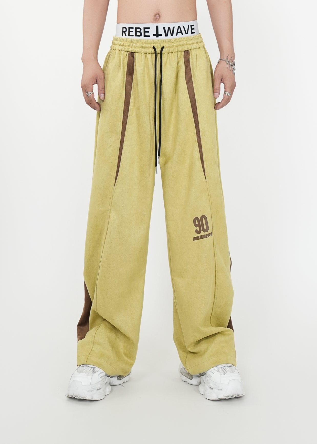 Two - Tone Suede Wide - Leg Track Pants - Rick Circus