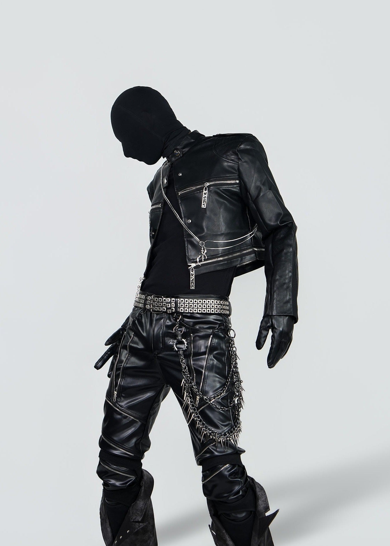 Unisex Cropped Leather Biker Jacket - Rick Circus