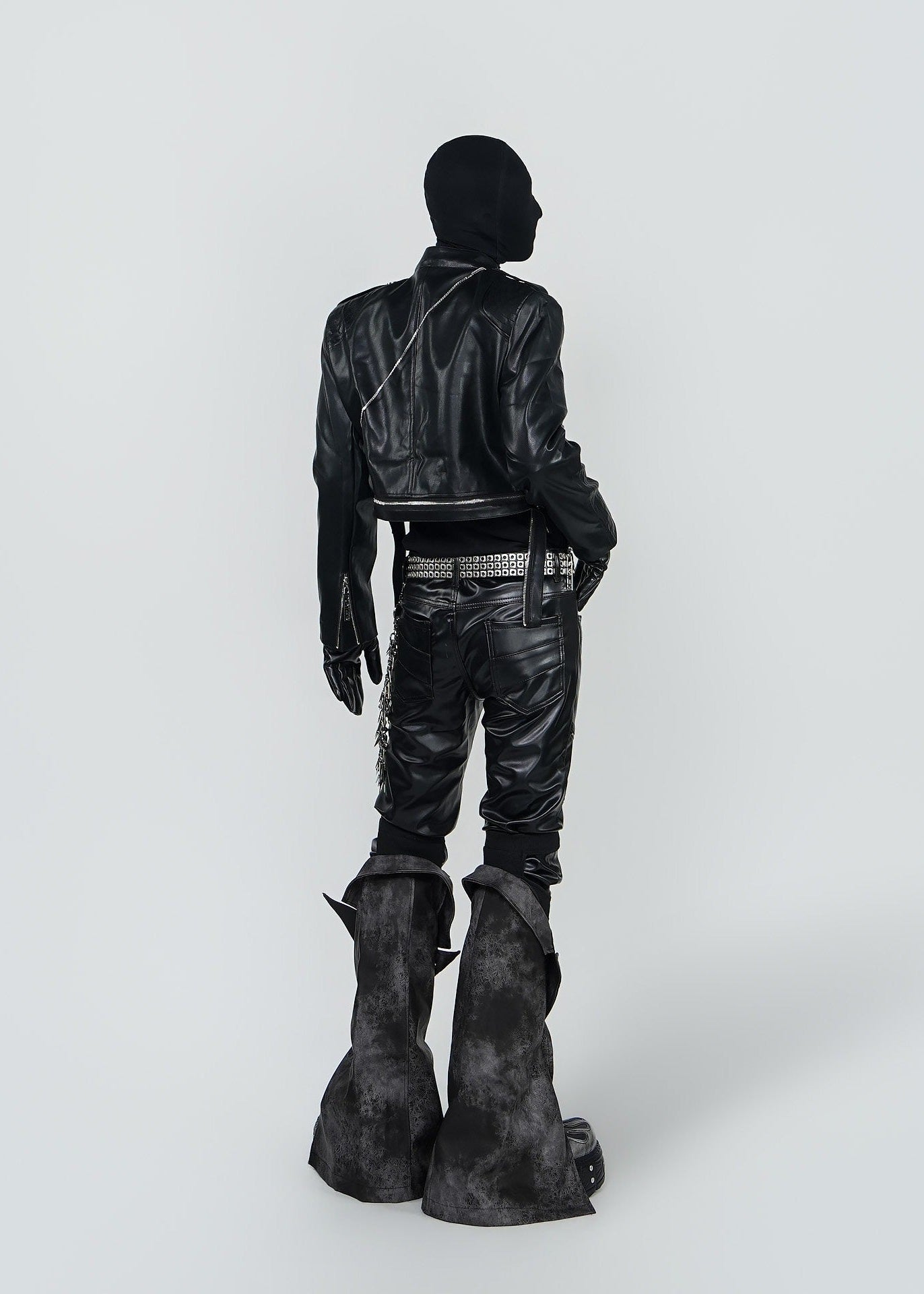 Unisex Cropped Leather Biker Jacket - Rick Circus