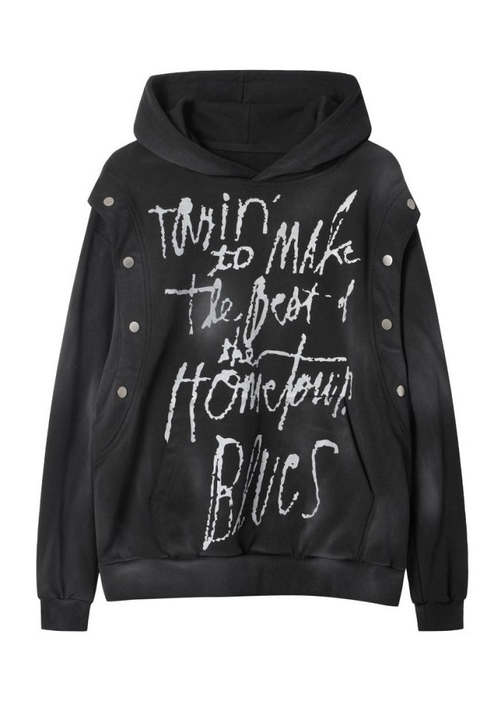 Unisex Graffiti Studded Hoodie - Rick Circus