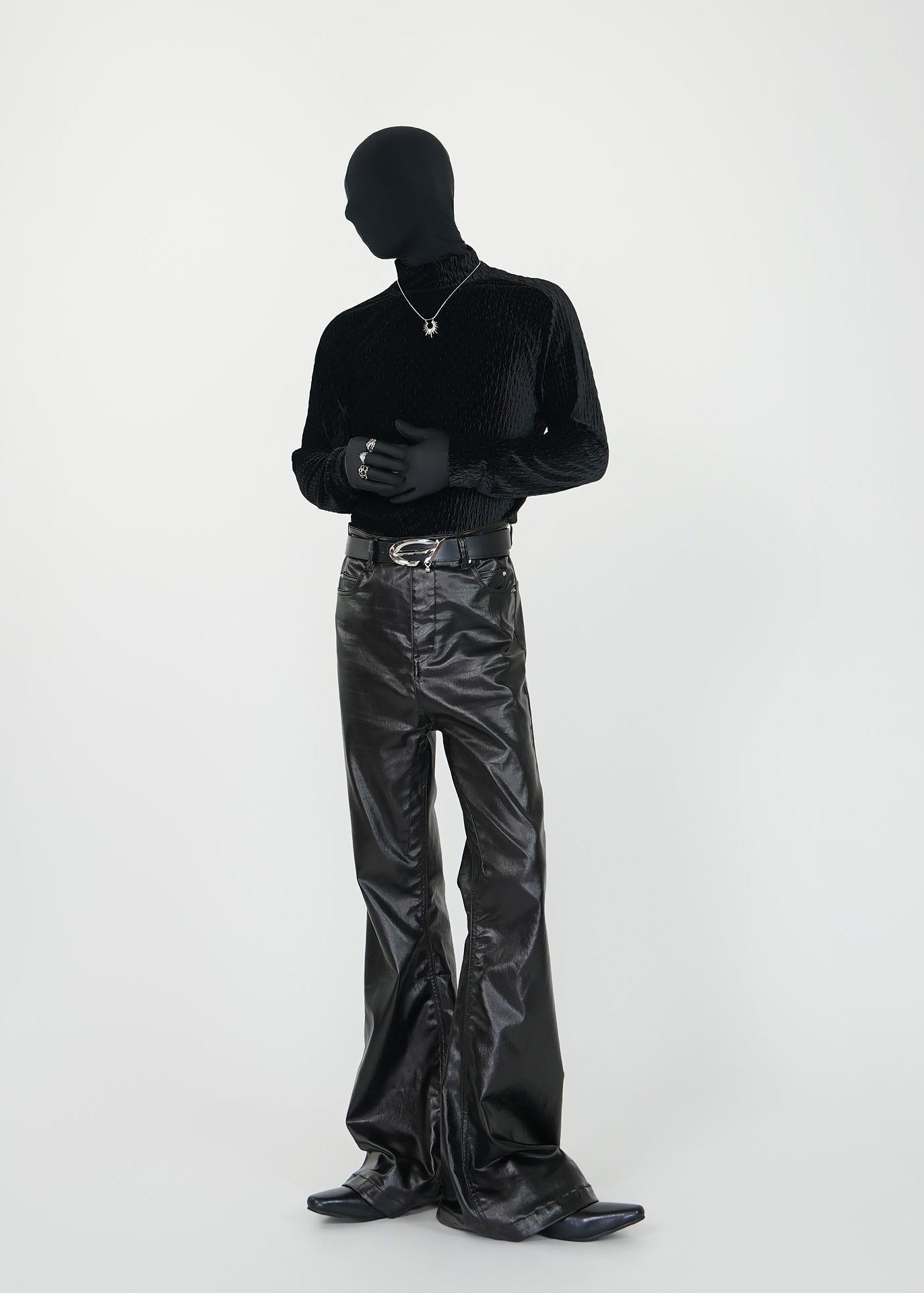 Velvet Textured Long Sleeve Turtleneck - Rick Circus
