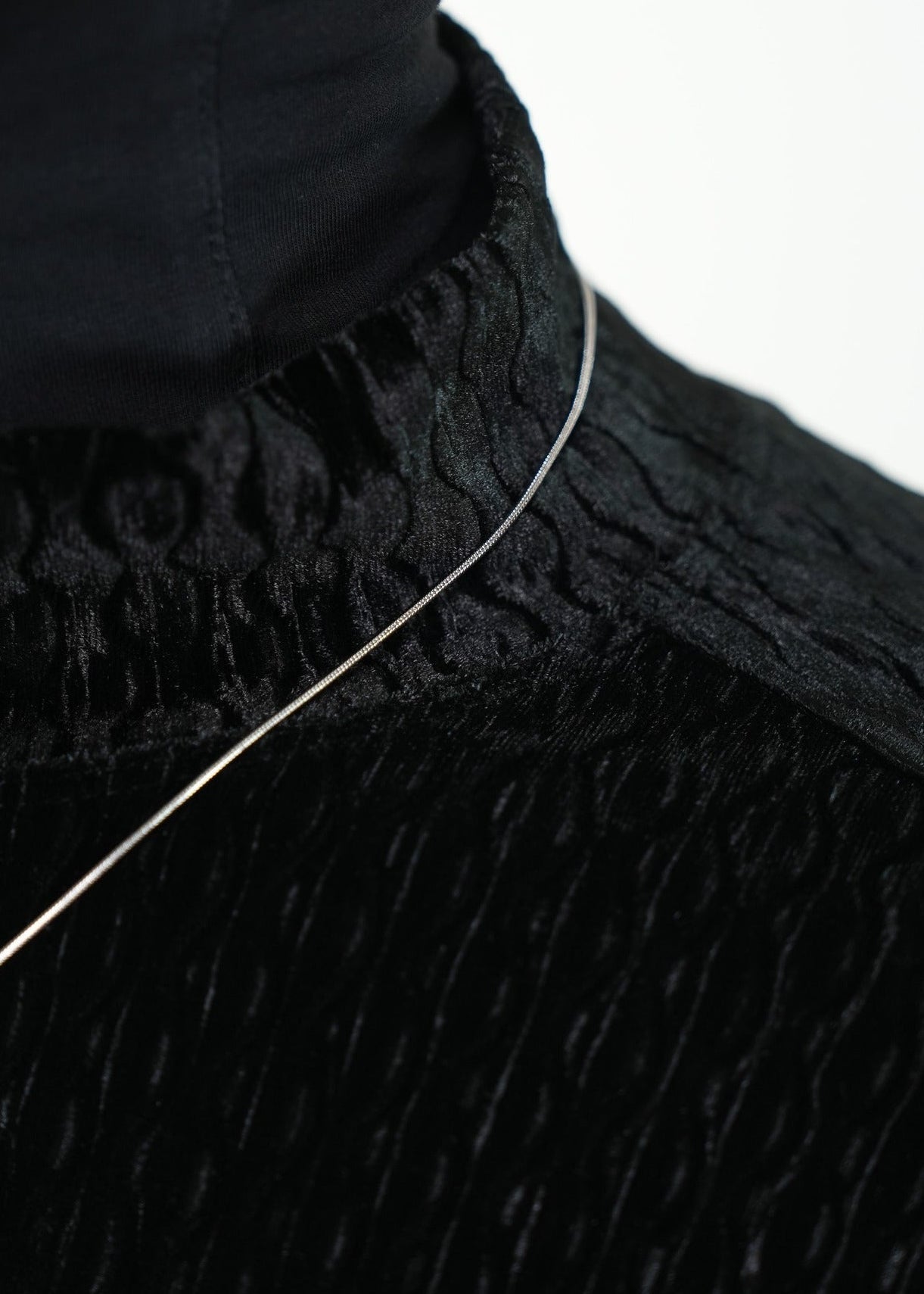 Velvet Textured Long Sleeve Turtleneck - Rick Circus