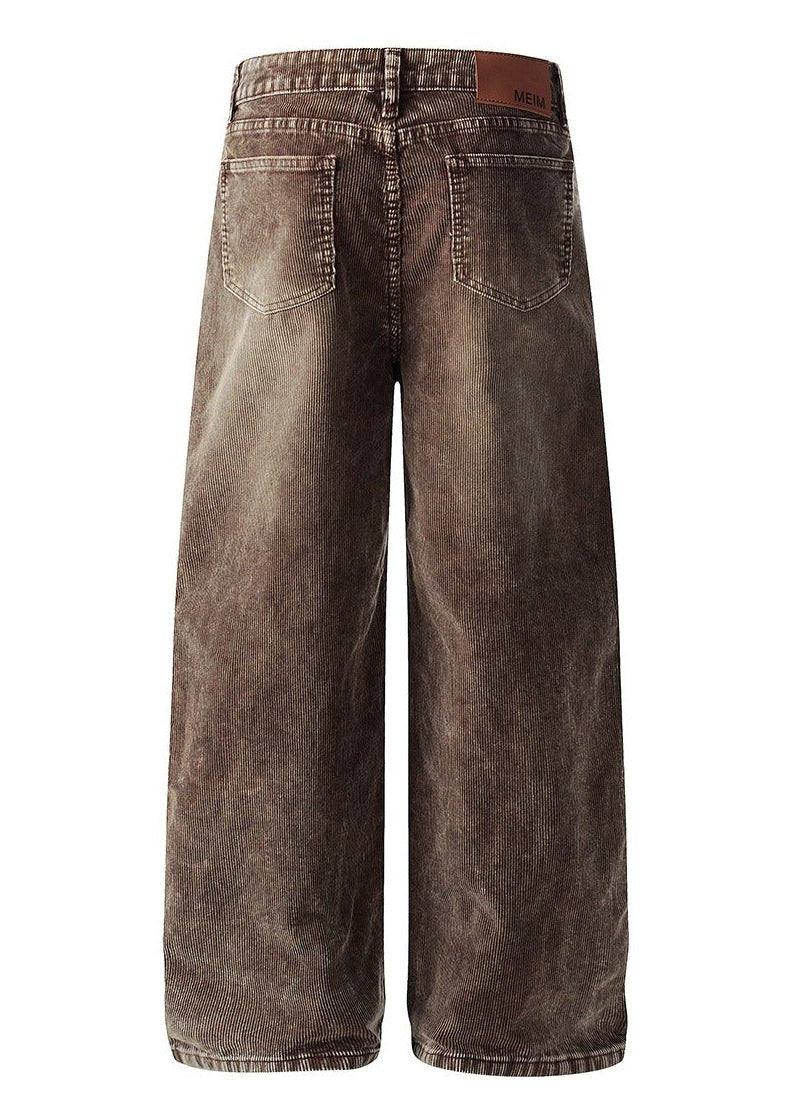 Vintage Clean Fit Casual Washed Corduroy Straight Pants - Rick Circus