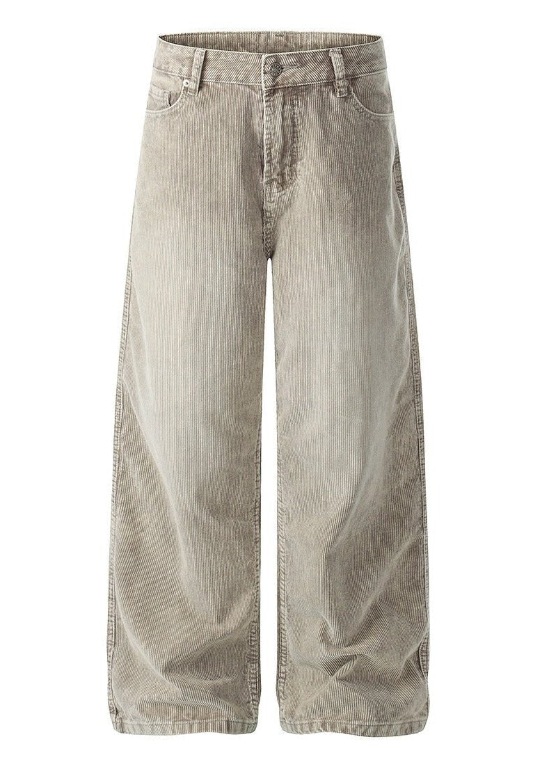 Vintage Clean Fit Casual Washed Corduroy Straight Pants - Rick Circus