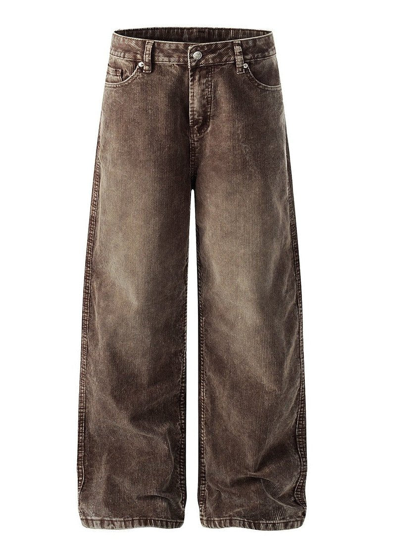 Vintage Clean Fit Casual Washed Corduroy Straight Pants - Rick Circus