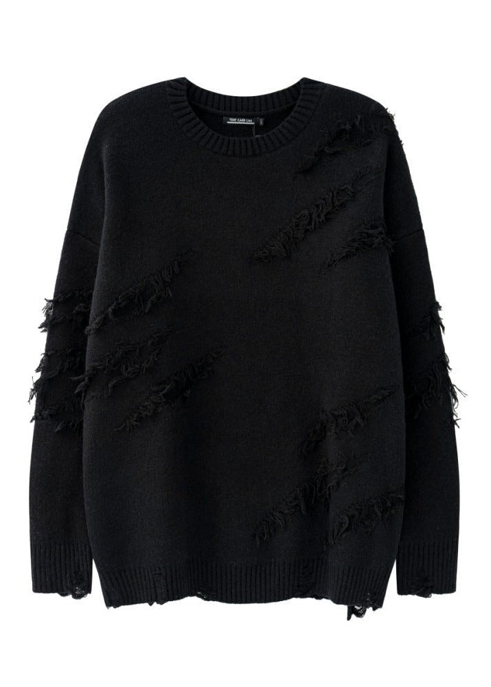 Vintage Distressed Fringe Knit Sweater - Rick Circus