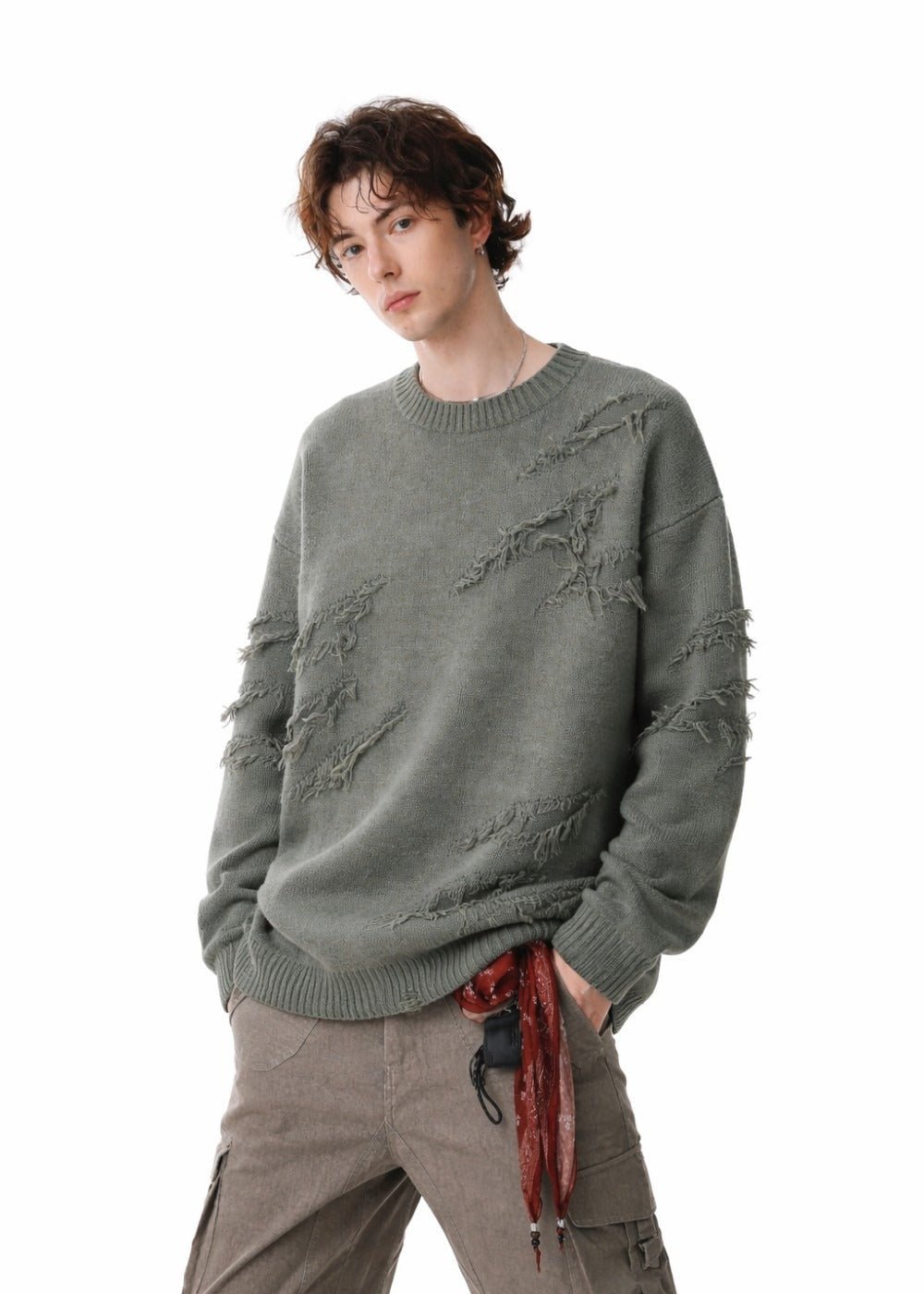 Vintage Distressed Fringe Knit Sweater - Rick Circus