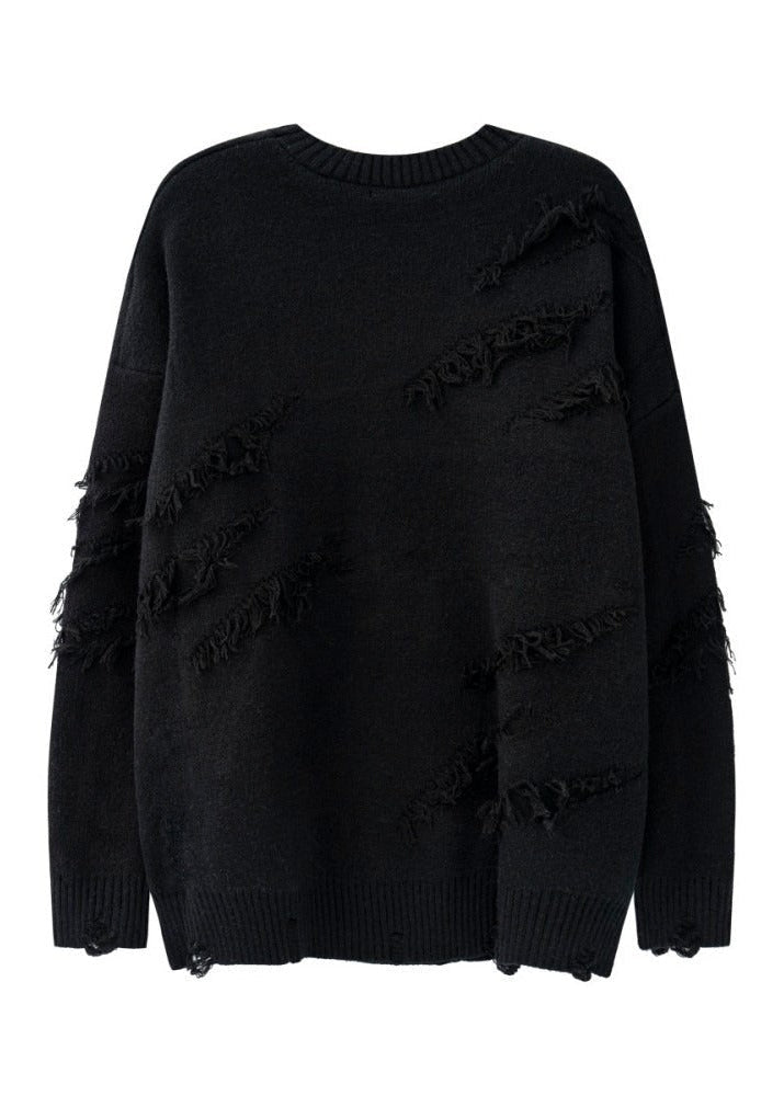 Vintage Distressed Fringe Knit Sweater - Rick Circus
