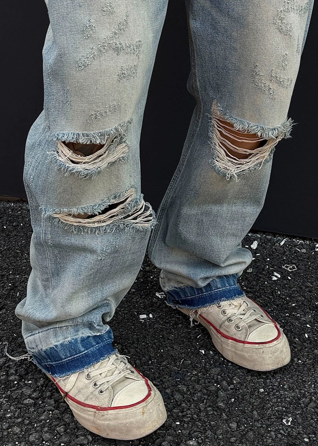 Vintage Distressed Loose Fit Straight - Leg Jeans - Rick Circus