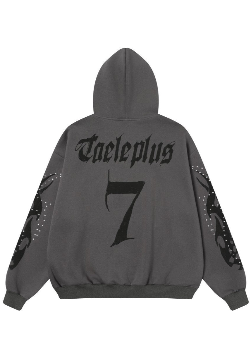 Vintage Flame Rhinestone Zip Hoodie - Rick Circus