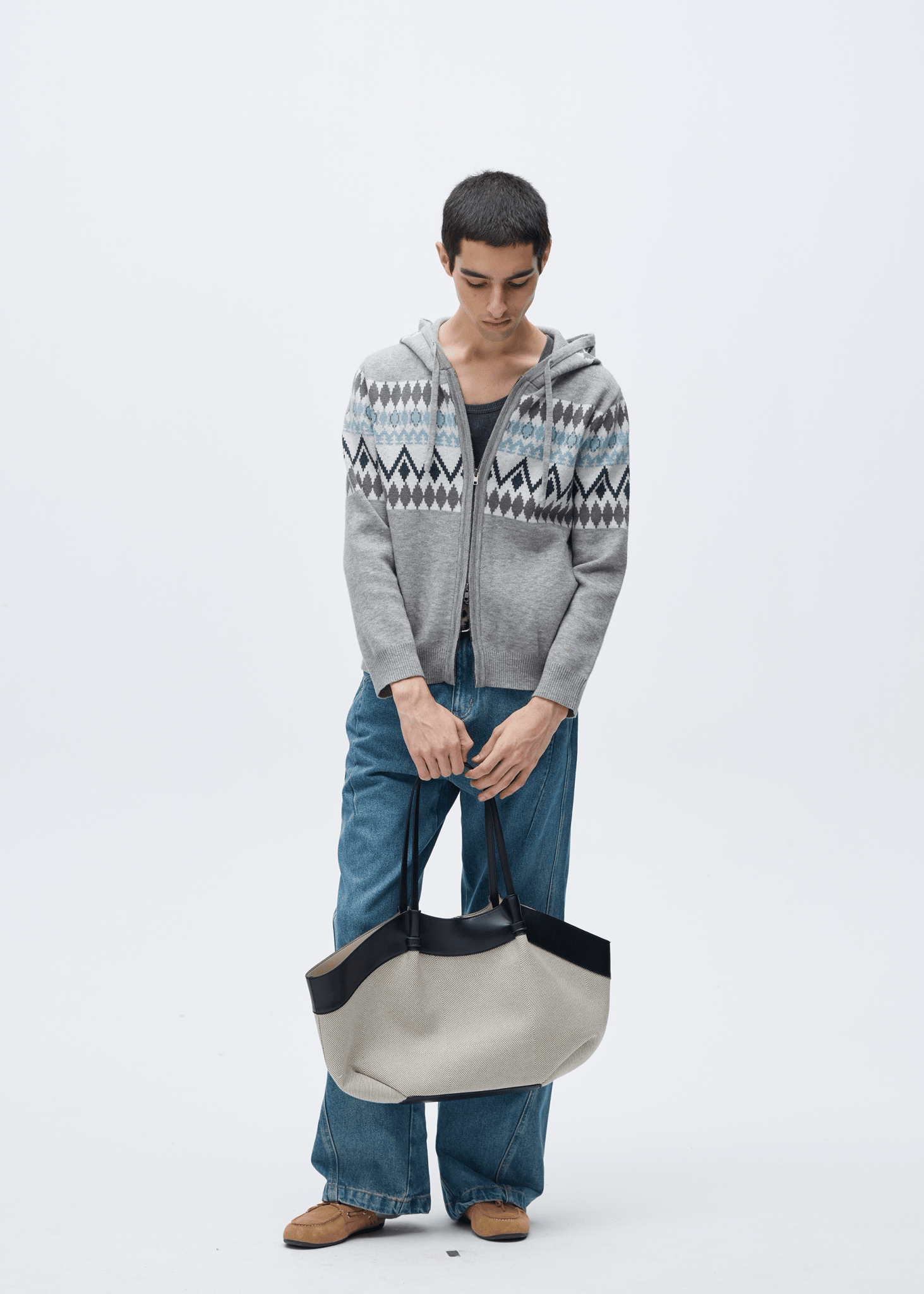 Vintage Old Money Fair Isle Wool Hooded Cardigan - Rick Circus