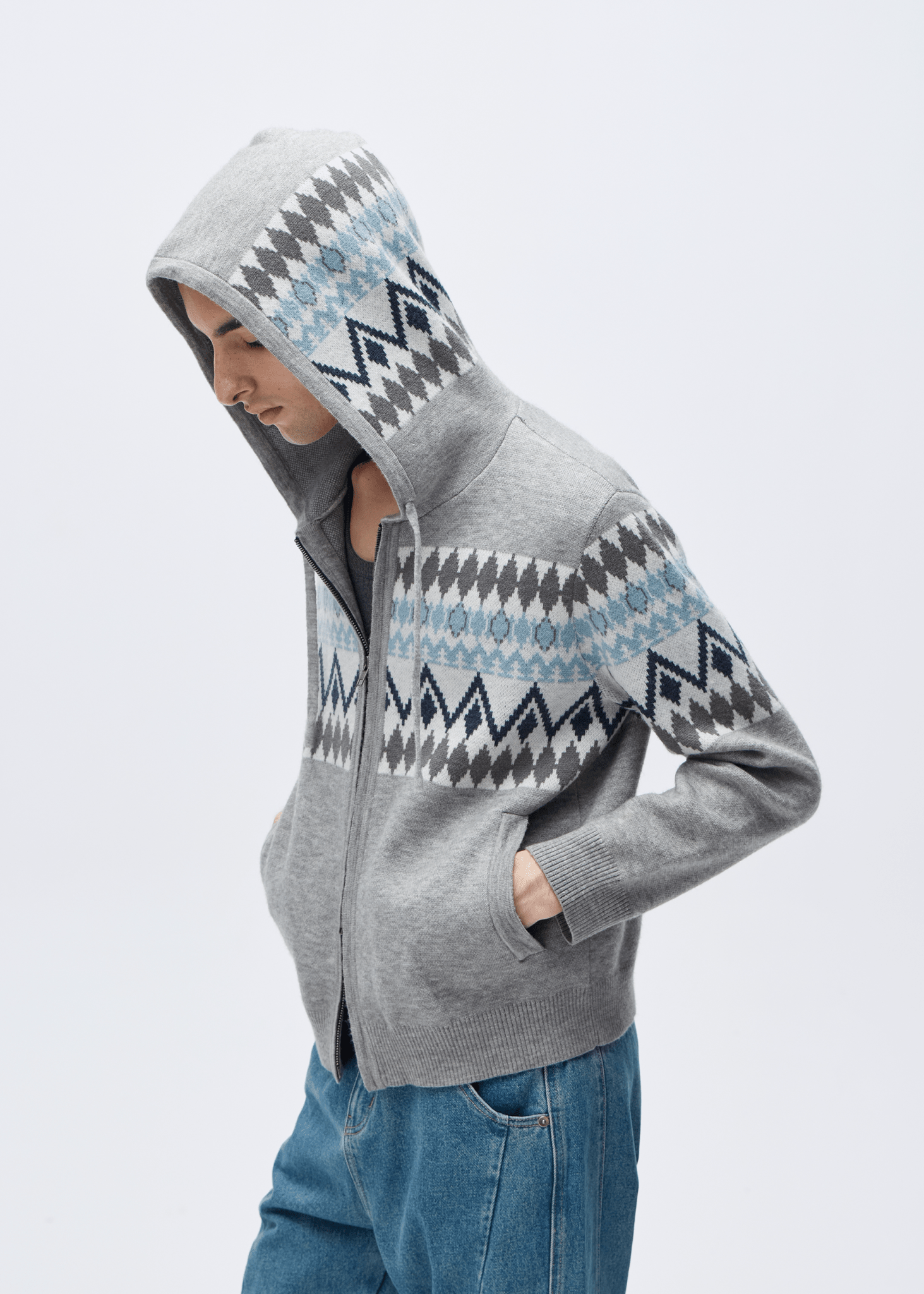 Vintage Old Money Fair Isle Wool Hooded Cardigan - Rick Circus