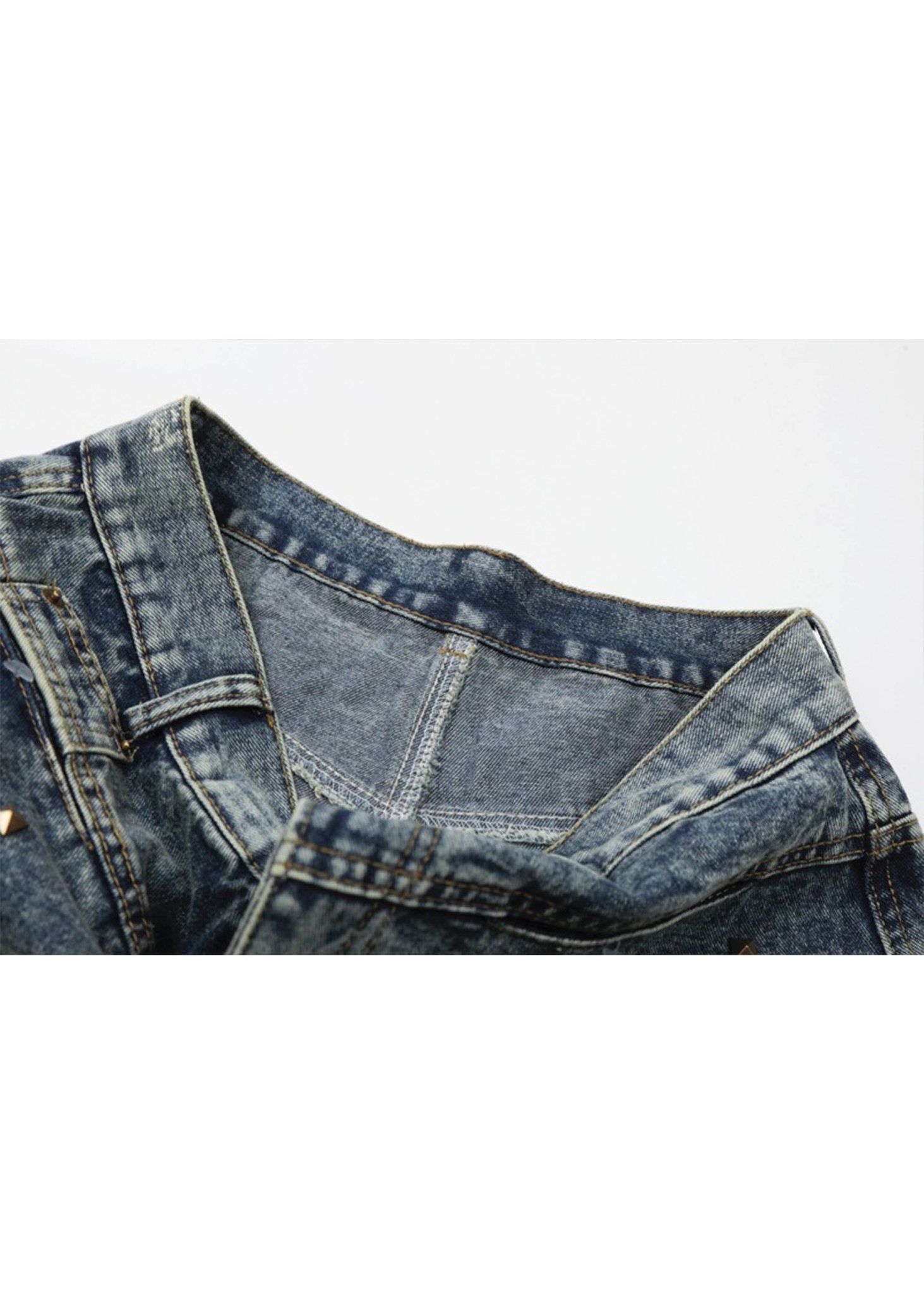 Vintage Rivet Washed Denim Baggy Shorts - Rick Circus