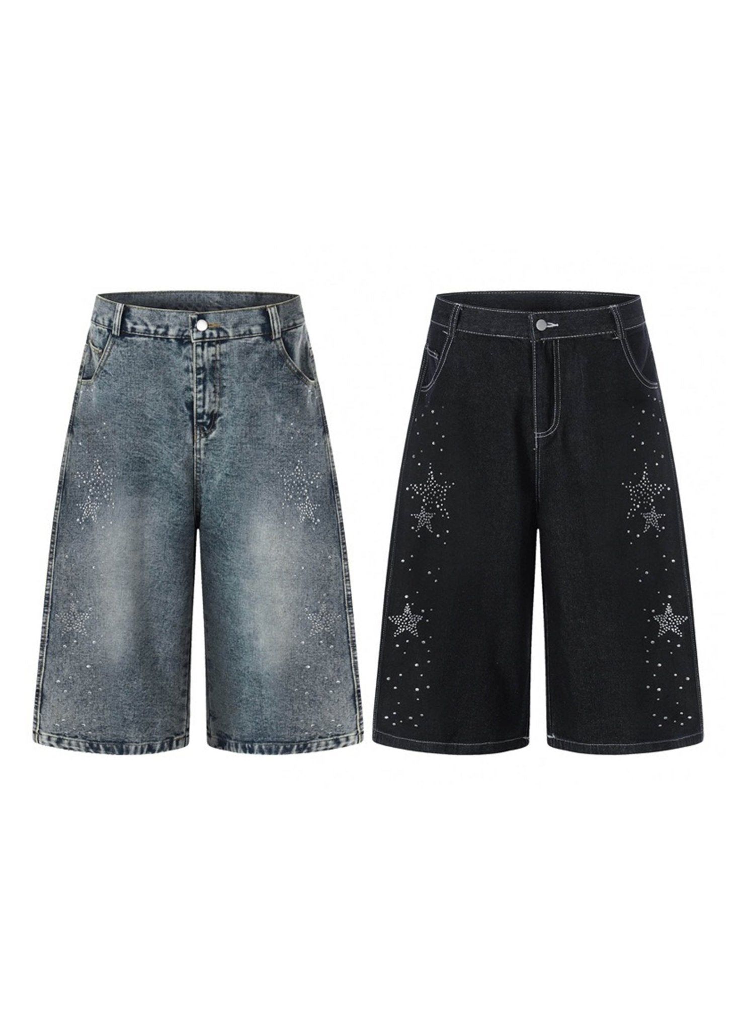 Vintage Star Rhinestone Denim Shorts - Rick Circus
