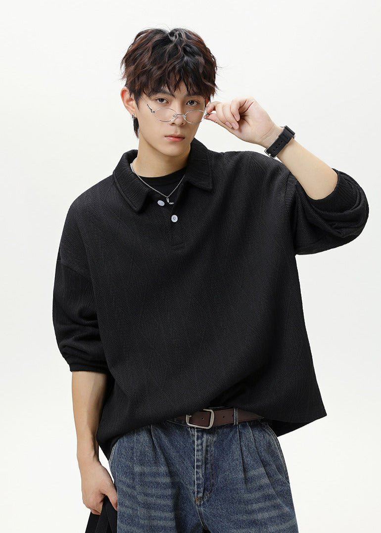 Vintage Textured Knit Polo - Rick Circus