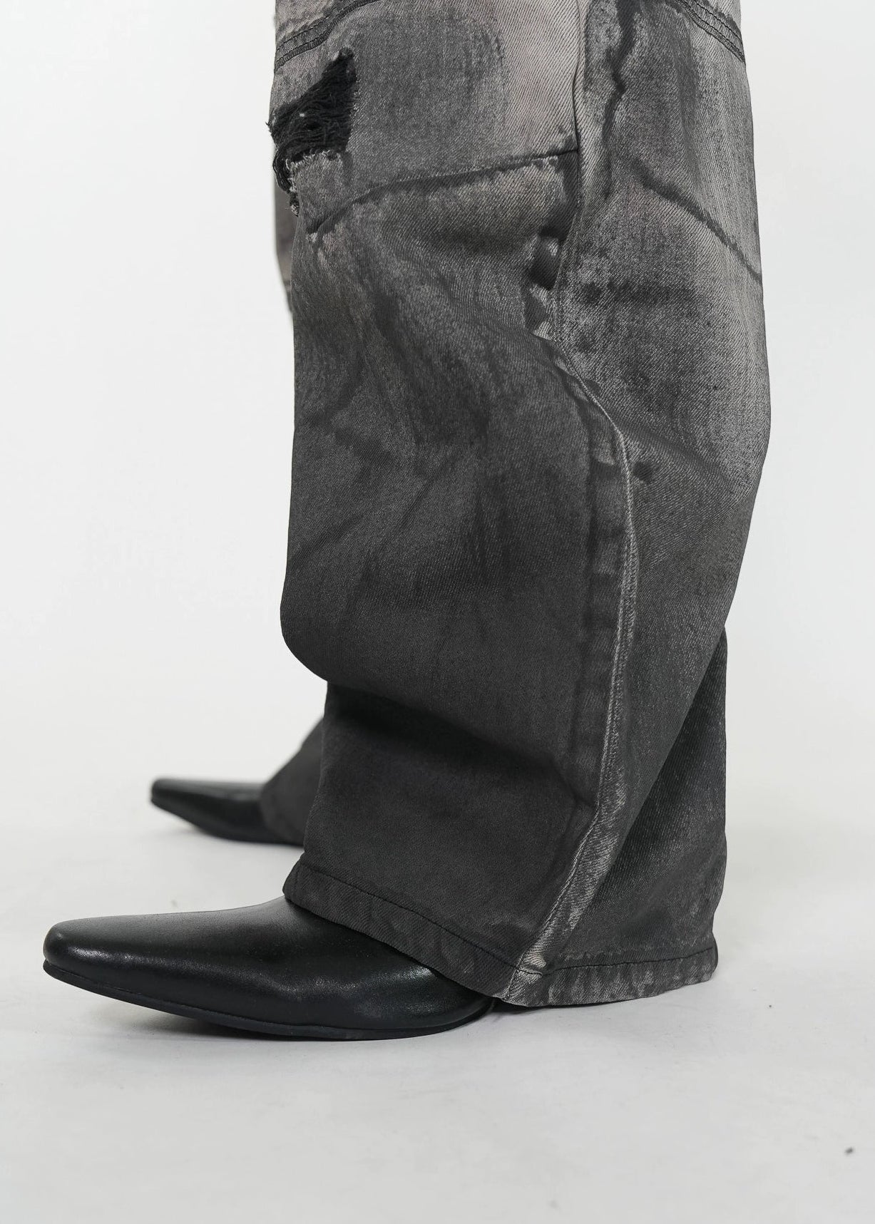 Washed Destroyed Wide - Leg Jeans - Rick Circus