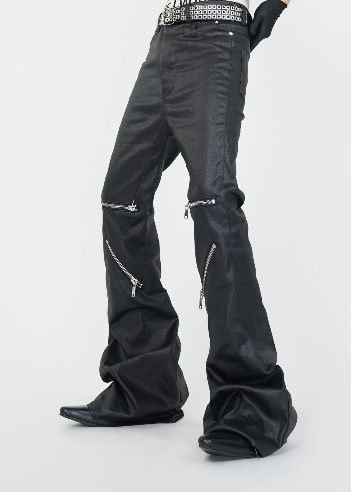 Wax - Coated Flared Jeans - Rick Circus