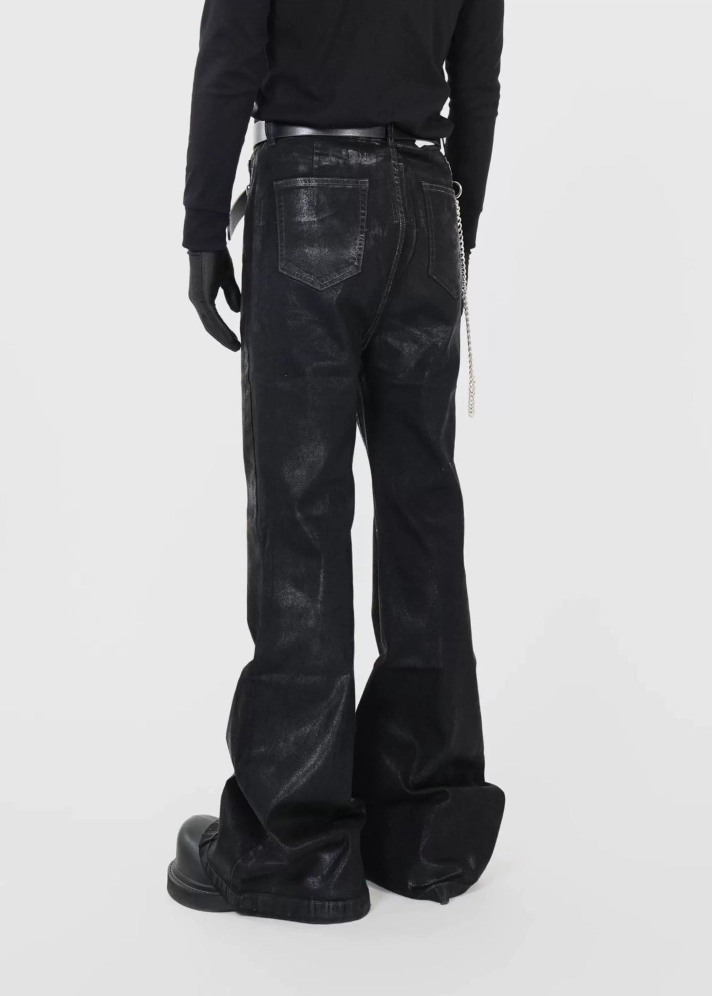 Wax - Coated Stretch Flared Jeans - Rick Circus