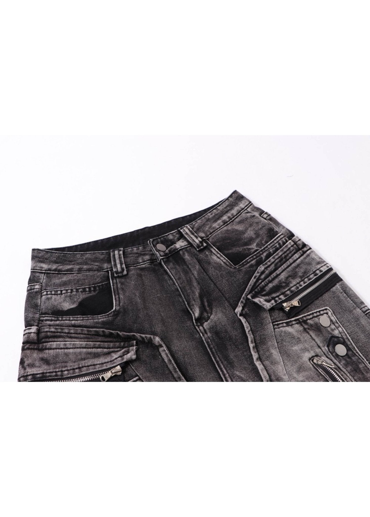 Wide Leg Cargo Denim Pants - Rick Circus