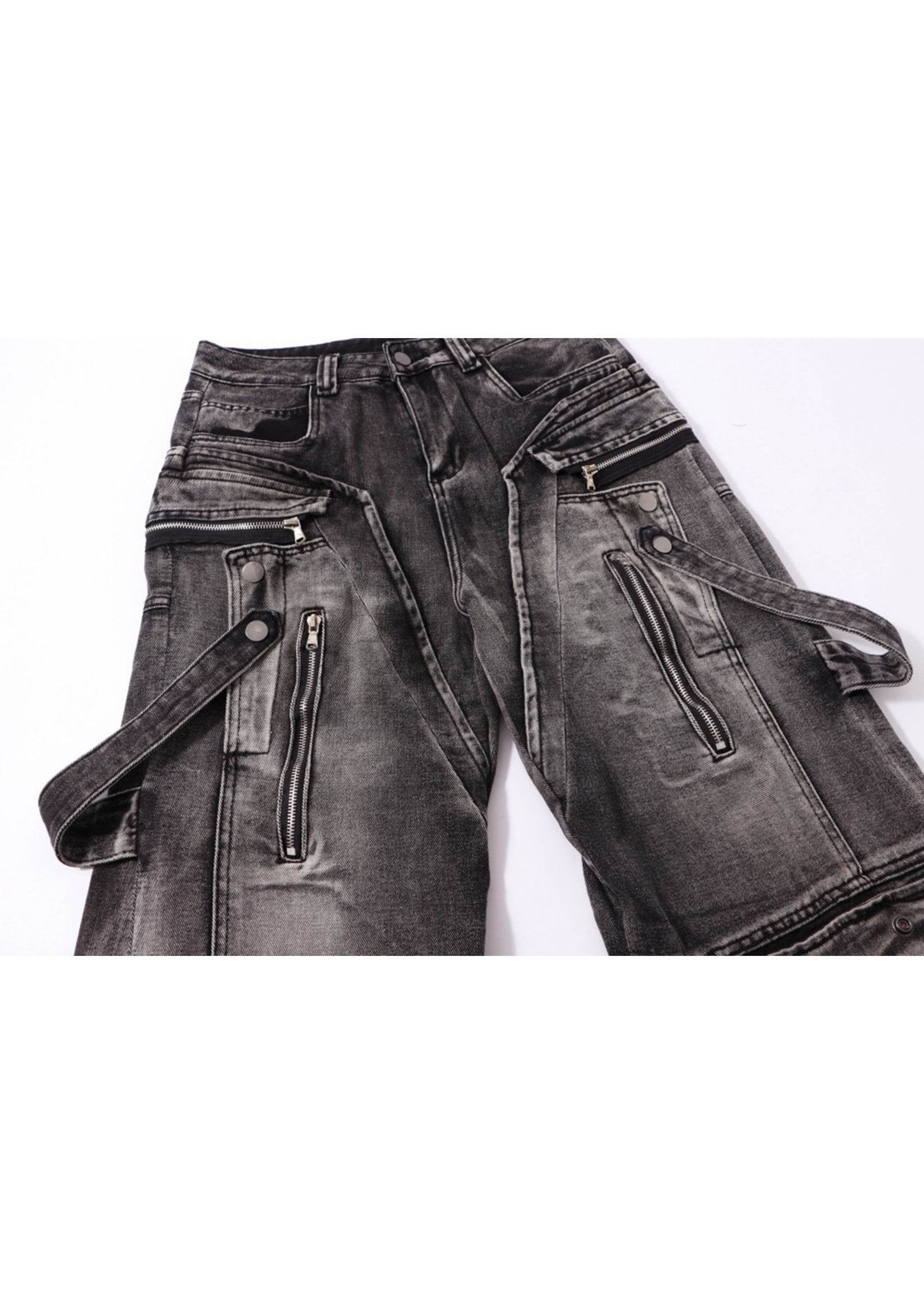 Wide Leg Cargo Denim Pants - Rick Circus