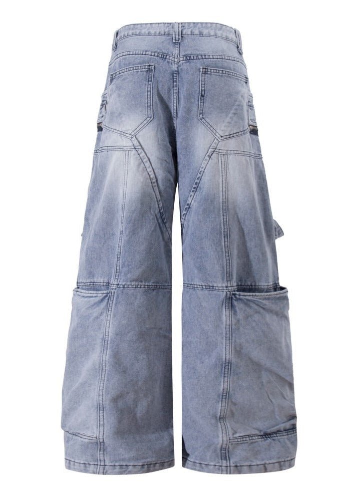 Wide Leg Cargo Denim Pants - Rick Circus