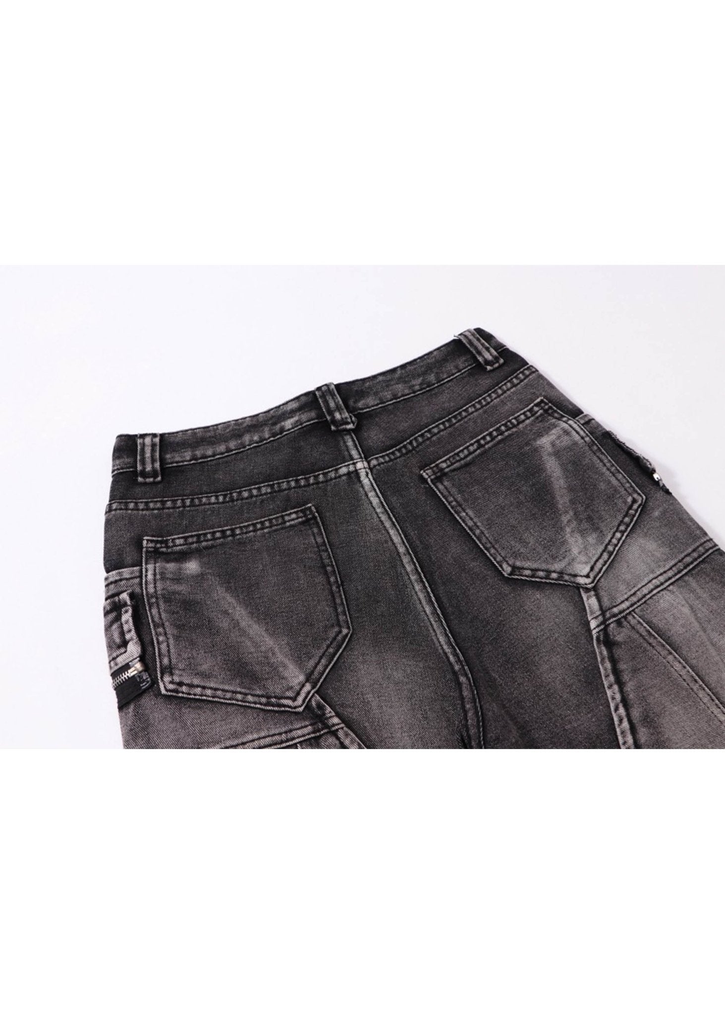 Wide Leg Cargo Denim Pants - Rick Circus