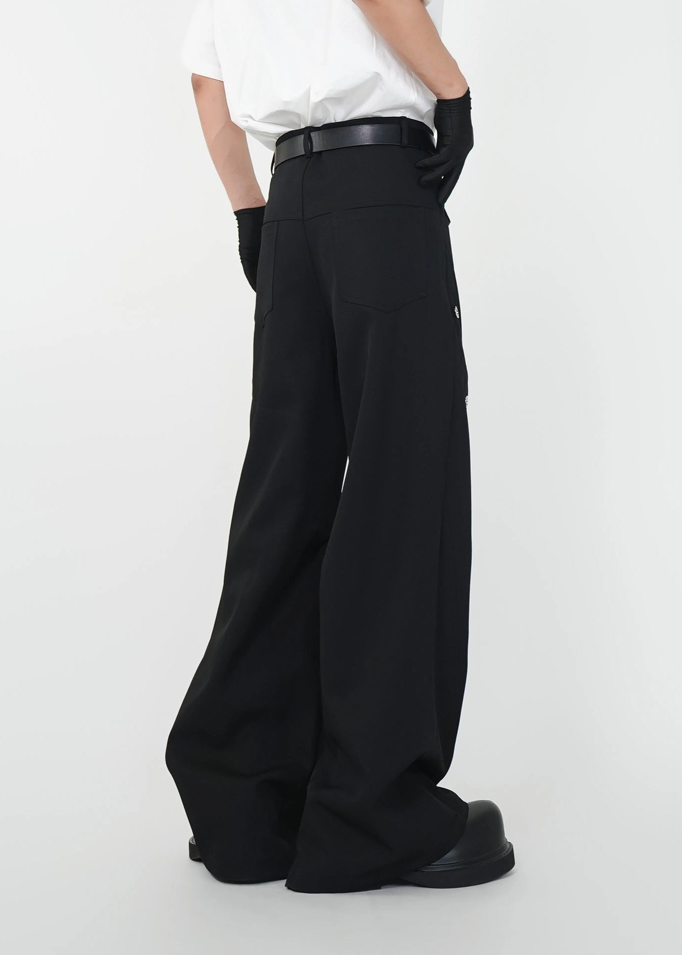 Wide - Leg Suit Trousers with Decorative Buttons - Rick Circus