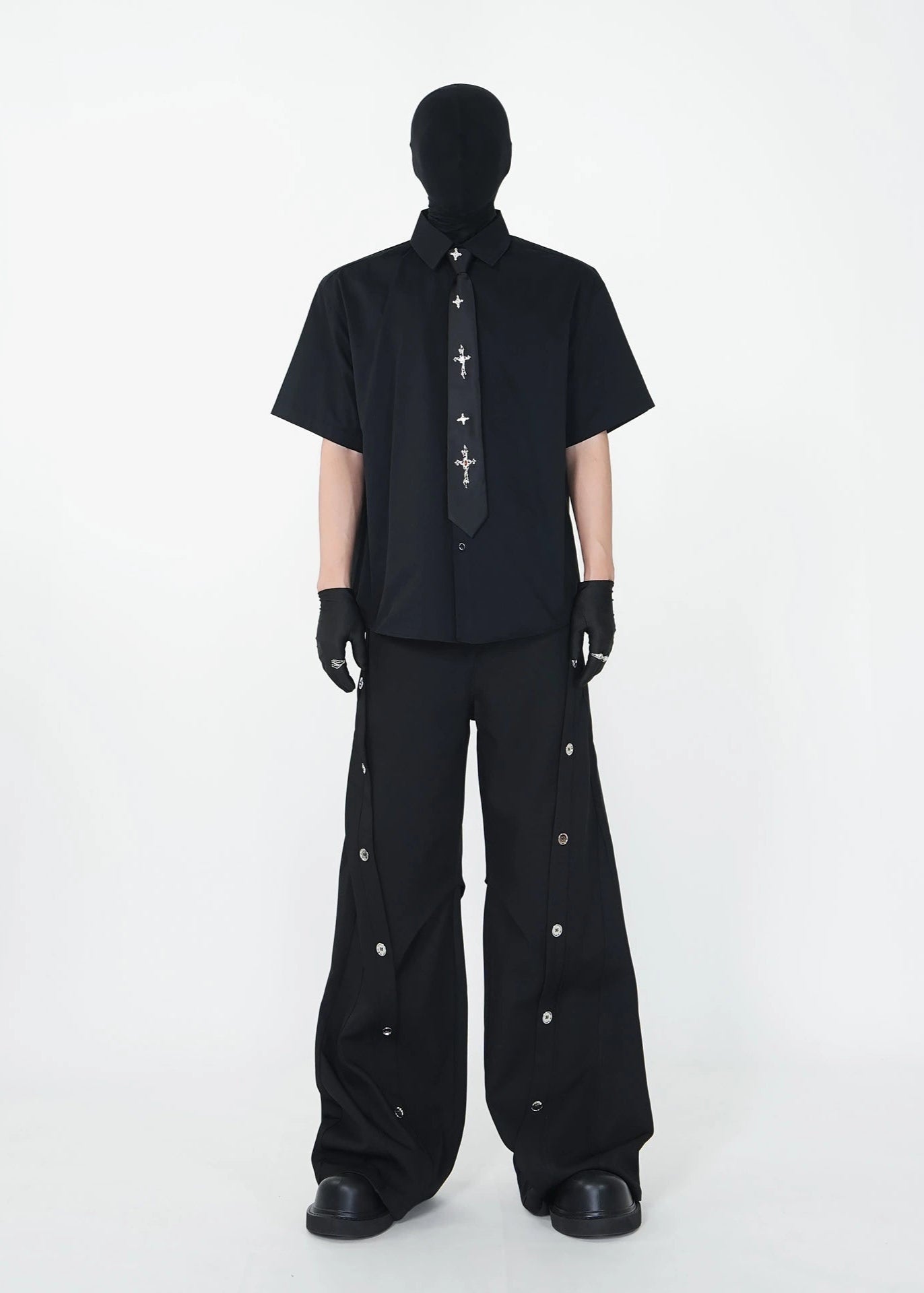 Wide - Leg Suit Trousers with Decorative Buttons - Rick Circus