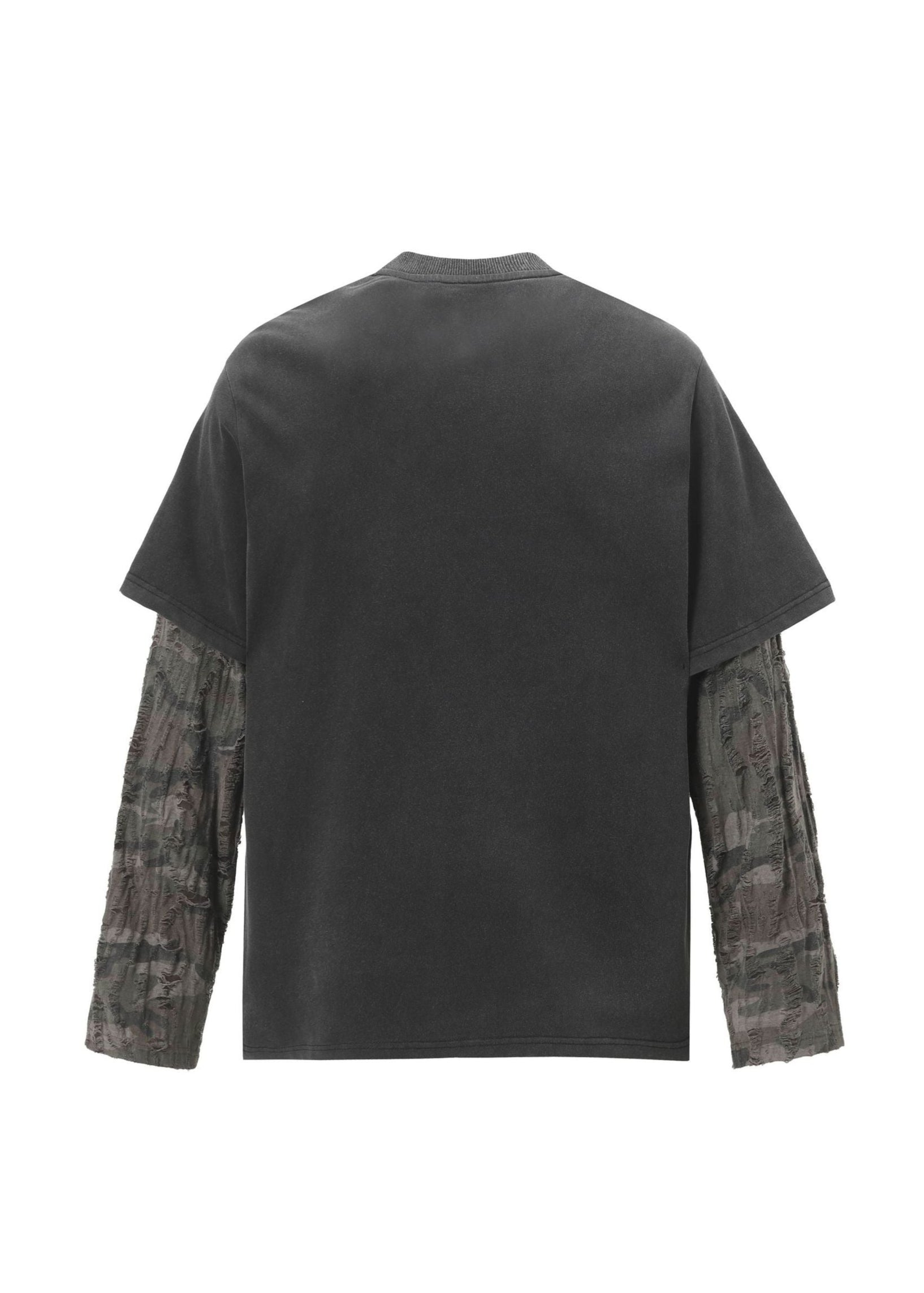 Layered Distressed Long Sleeve T-Shirt
