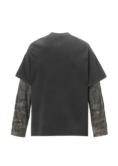 Layered Distressed Long Sleeve T-Shirt