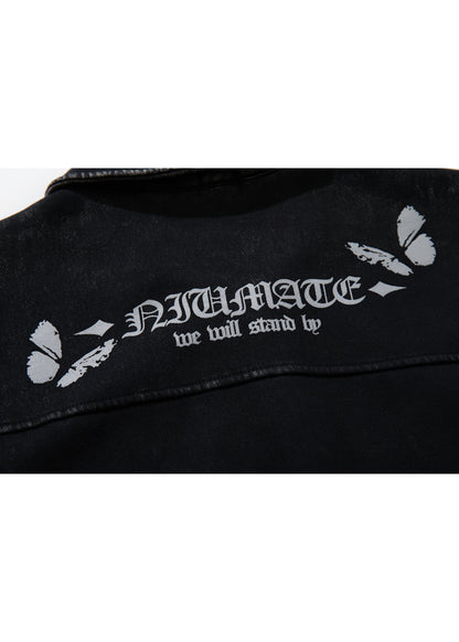 Graphic Zip-Up Washed Jacket