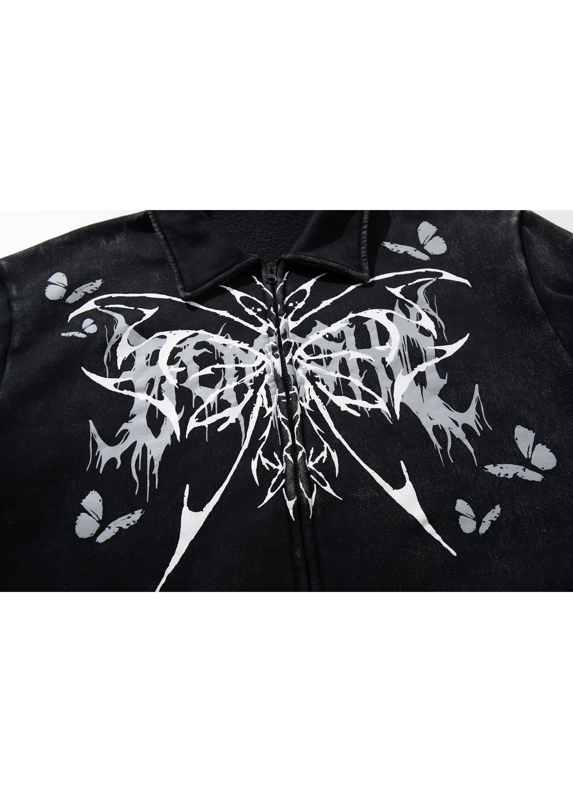 Graphic Zip-Up Washed Jacket