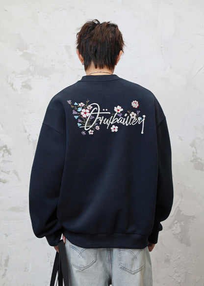 Floral Embroidery Crewneck Sweatshirt