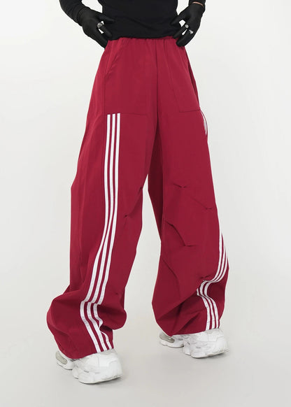 3 - Stripe Loose Wide - Leg Track Trousers - Rick Circus